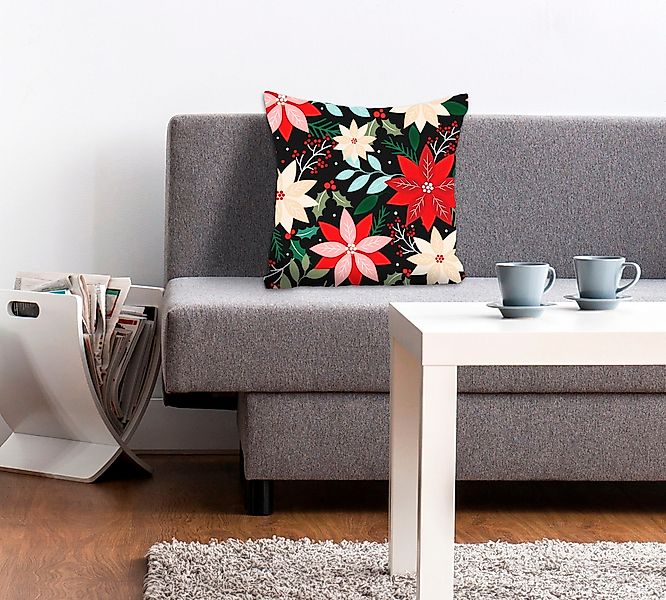 queence Dekokissen "Weihnachtsstern" Kissenhülle,Bunte Blüten,Floral,Farben günstig online kaufen