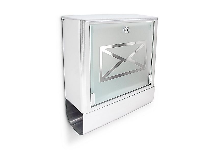 relaxdays Briefkasten Edelstahl Briefkasten mit Zeitungsrolle günstig online kaufen