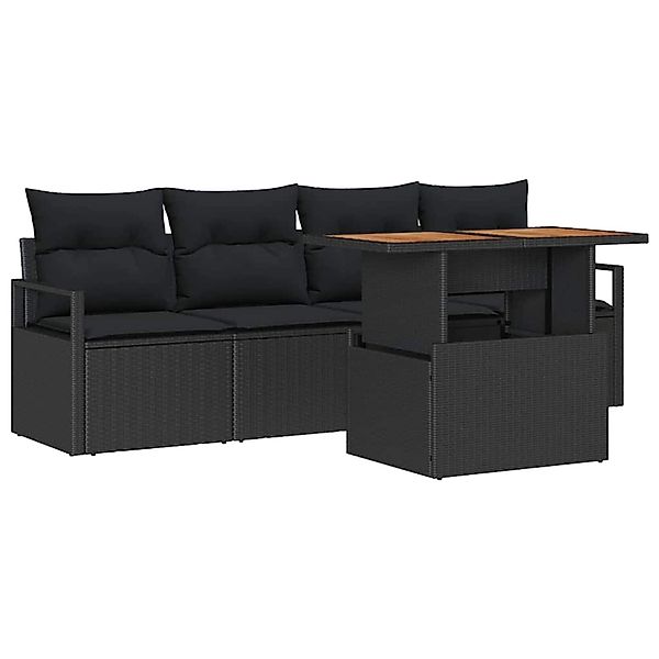 vidaXL Garten-Sofa-Set mit Speicher 5-Tlg Schwarz Poly Rattan 3358382 günstig online kaufen