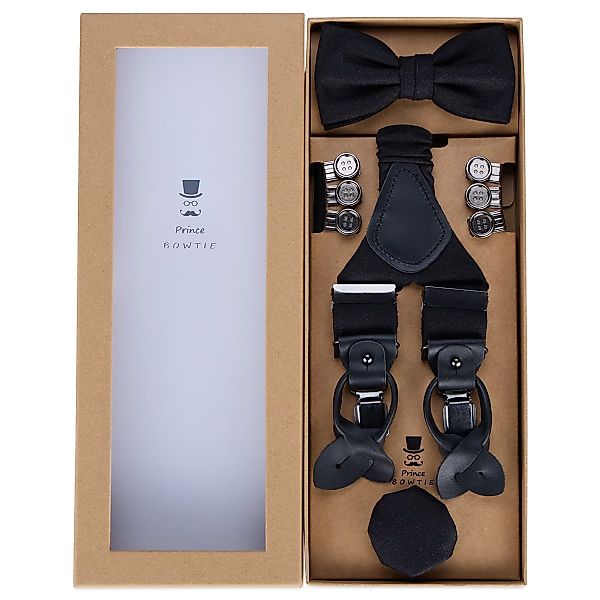 Prince BOWTIE Hosenträger, Fliege und Einstecktuch im Set Farbe schwarz Grö günstig online kaufen