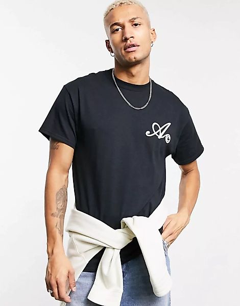 ASOS Actual – T-Shirt in Schwarz mit Logodruck hinten und vorne günstig online kaufen