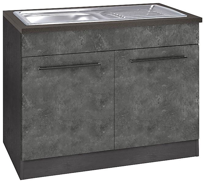 KOCHSTATION Spülenschrank "KS-Tulsa", 100 cm breit, 2 Türen, Metallgriff, M günstig online kaufen