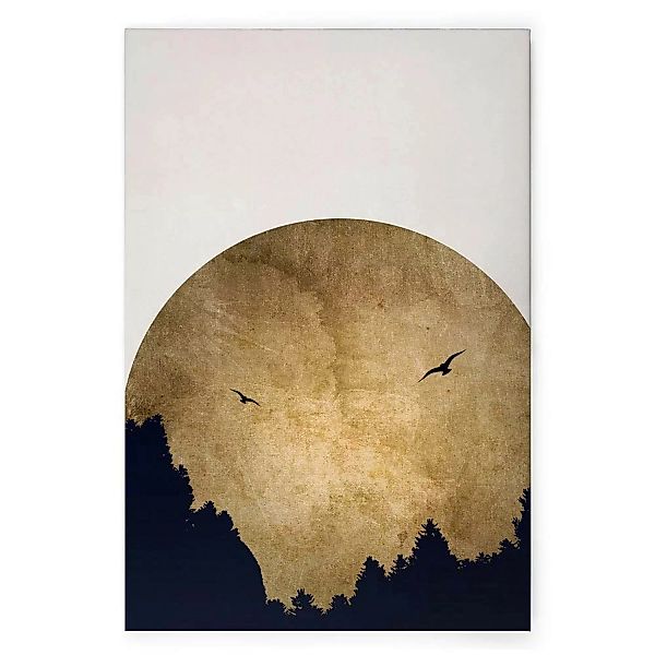 Bricoflor Wandbild Für Schlafzimmer Mit Mond Deko Leinwandbild Weiß Gold Sc günstig online kaufen
