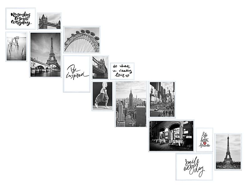 Wackadoo Living Bilderrahmen-Set Bilder Collage Set mit Glas für Einzelbild günstig online kaufen