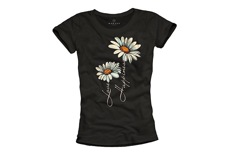 MAKAYA Print-Shirt Blumen Motiv Damen Gänseblümchen Sonnenblume Hippie Mode günstig online kaufen