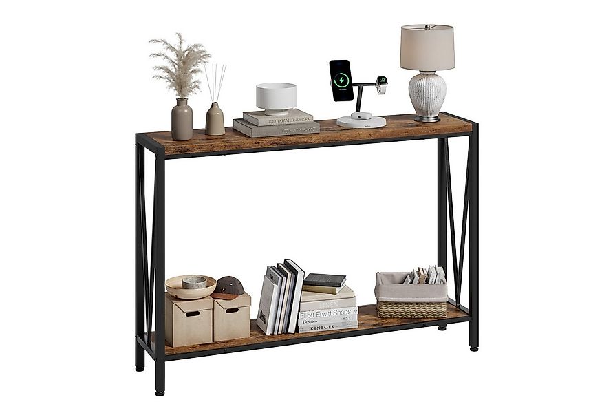GarveeMore Konsolentisch,Beistelltisch,Holz und Metall Sofatisch mit Regal, günstig online kaufen