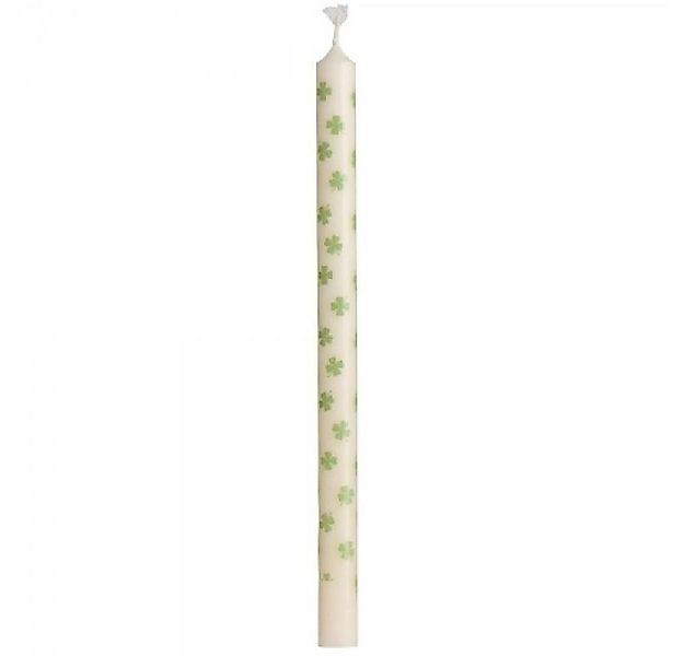 Ib Laursen Tafelkerze Ib Laursen Kerze schmal hoch mit grünen Kleeblättern günstig online kaufen