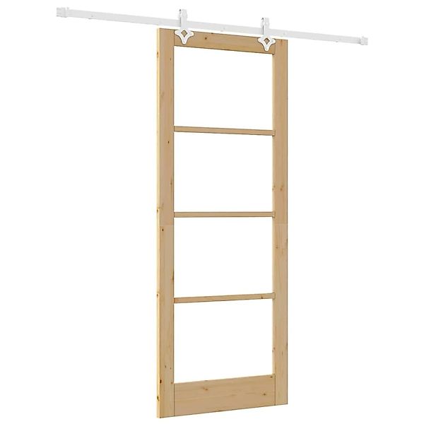 vidaXL Schiebetür Braun 83 x 211 cm Holz und Metall 3332251 günstig online kaufen
