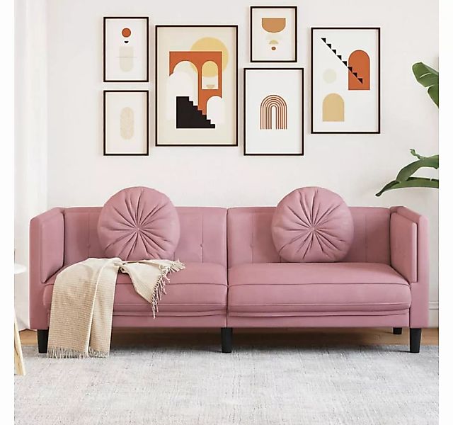 vidaXL Sofa Sofa mit Kissen 3-Sitzer Rosa Samt günstig online kaufen