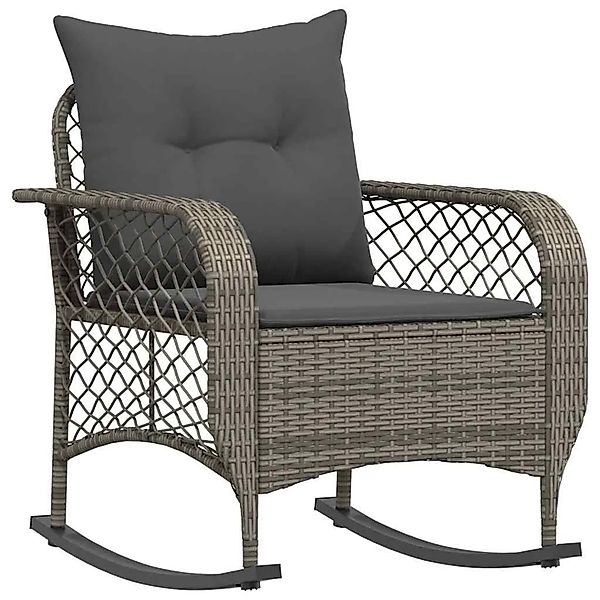 vidaXL Garten-Schaukelstuhl mit Kissen Grau Poly Rattan 4104195 günstig online kaufen