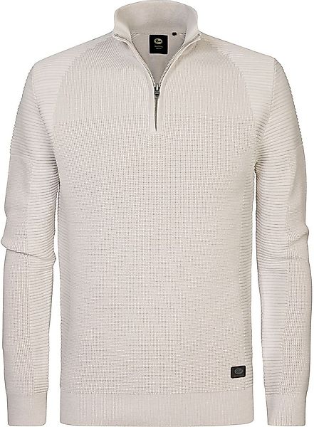 Petrol Half Zip Pullover Ecru - Größe L günstig online kaufen