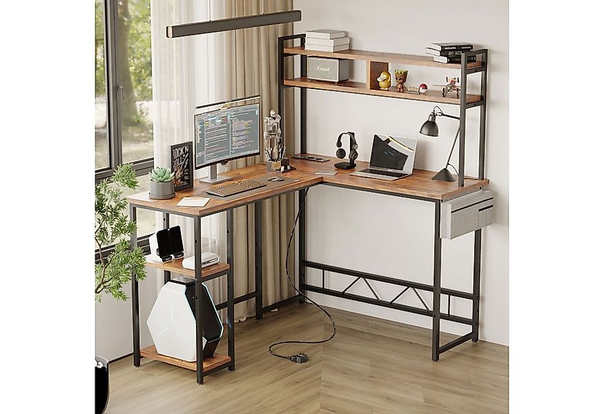 HOMALL Gamingtisch Schreibtisch mit USB L-förmiger Ecktisch 155cm (Mit groß günstig online kaufen