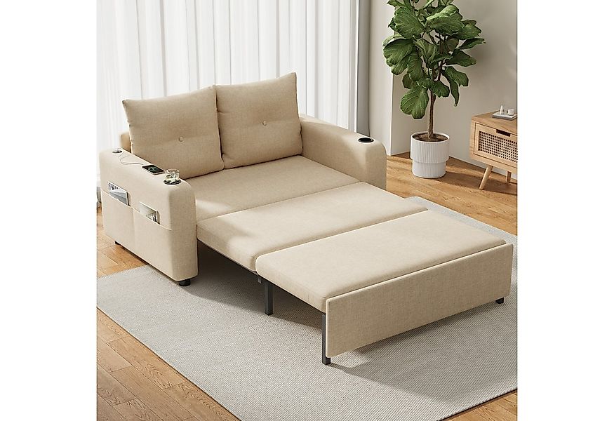Merax Schlafsofa 3-in-1 Sofa mit ausziehbarem Bett und USB- & Type-C-Anschl günstig online kaufen