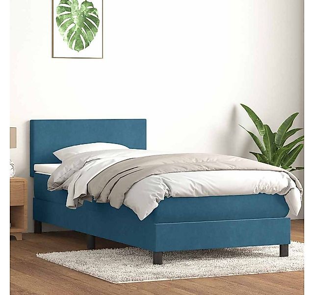 vidaXL Boxspringbett, Boxspringbett mit Matratze Dunkelblau 90x220 cm Samt günstig online kaufen