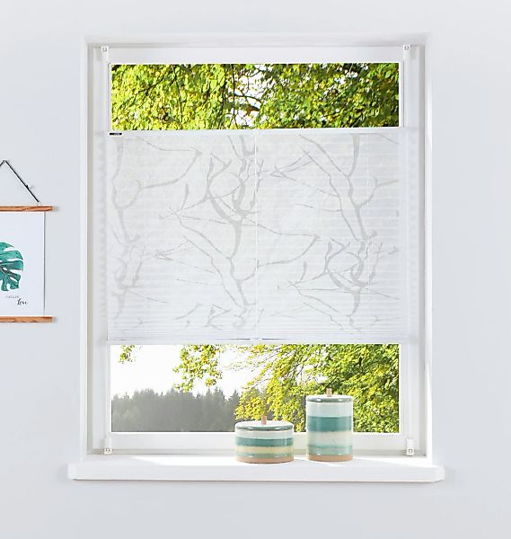 my home Plissee "Anna" Lichtschutz ohne Bohren verspannt Ästemotiv, Bestsel günstig online kaufen