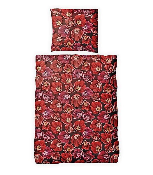 JACK Bettwäsche 135x200cm Blume Rot Pink, günstig online kaufen