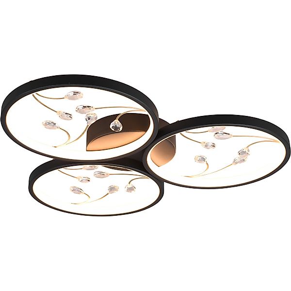 Trio LED-Deckenleuchte Groovy 60 mm x 620 mm x 620 mm Schwarz Matt günstig online kaufen