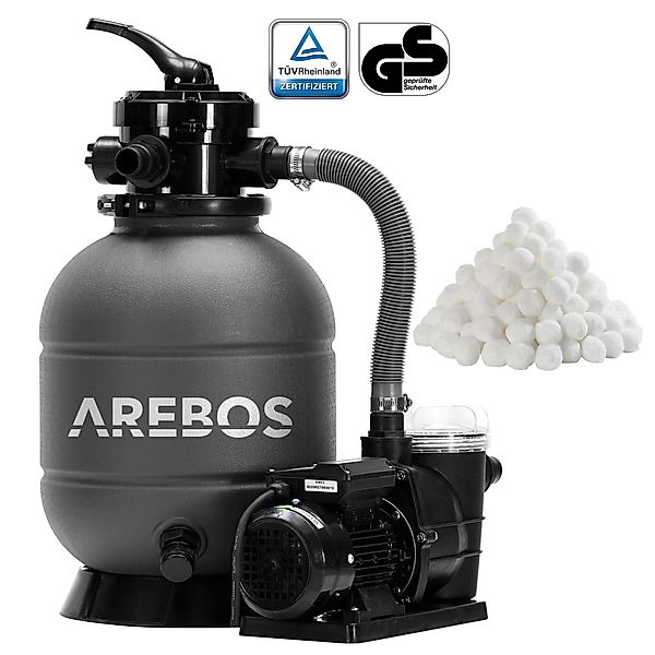 Arebos Sandfilteranlage mit Pumpe inkl.700g Filterbälle, günstig online kaufen
