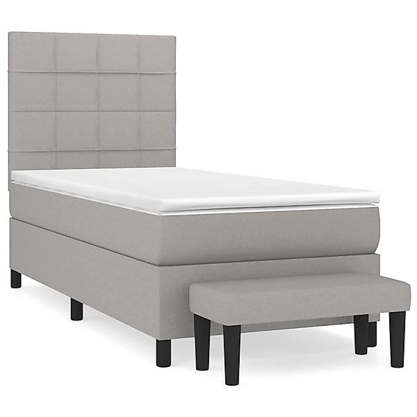 vidaXL Boxspringbett mit Matratze Hellgrau 100x200 cm Stoff1366956 günstig online kaufen