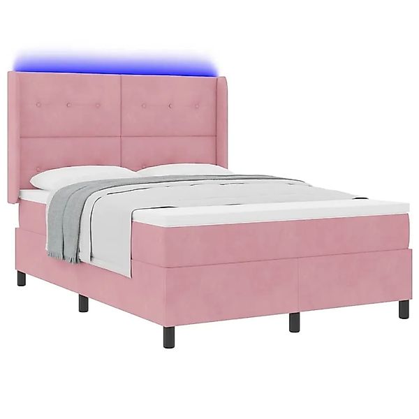 vidaXL Boxspringbett mit LED-Lichtleisten Rosa 140 x 190 cm Samt 3343867 günstig online kaufen