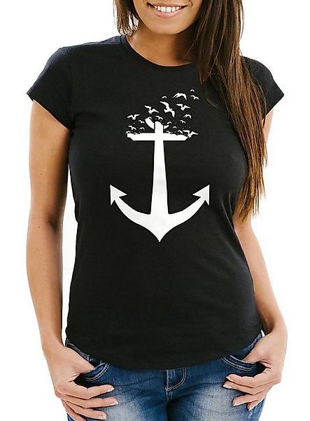 MoonWorks Print-Shirt Damen T-Shirt Anker Birds Vögel II Slim Fit mit Print günstig online kaufen