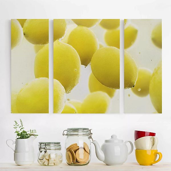 3-teiliges Leinwandbild Küche - Querformat Zitronen im Wasser günstig online kaufen