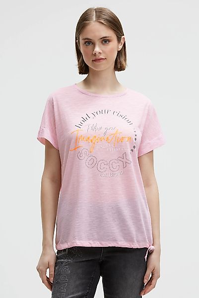 SOCCX Rundhalsshirt mit Bindeband am Saum günstig online kaufen
