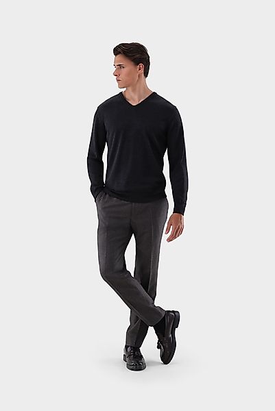 Pullover mit V-Ausschnitt aus Merzerisierter Merinowolle günstig online kaufen
