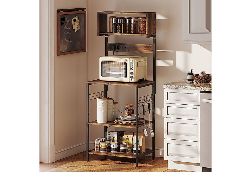 HOMCOM Küchenregal Bäckerregal, X-Streben, Standregal 1-tlg., Mit Steckdose günstig online kaufen
