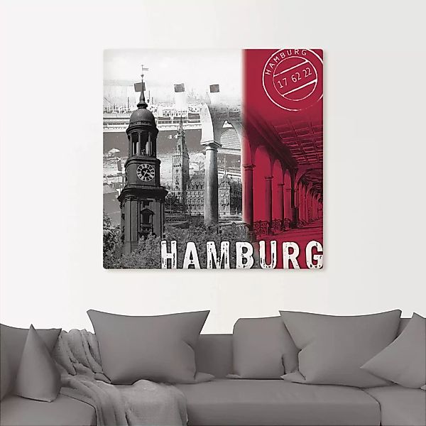 Artland Wandbild »Hamburg_ bordeauxrot«, Deutschland, (1 St.), als Leinwand günstig online kaufen