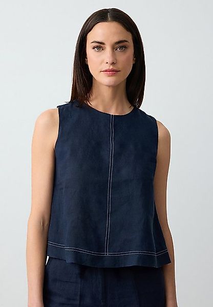 Jimmy Key Blusentop Ärmellos Rundhalsausschnitt Leinen Gewebt Bluse günstig online kaufen