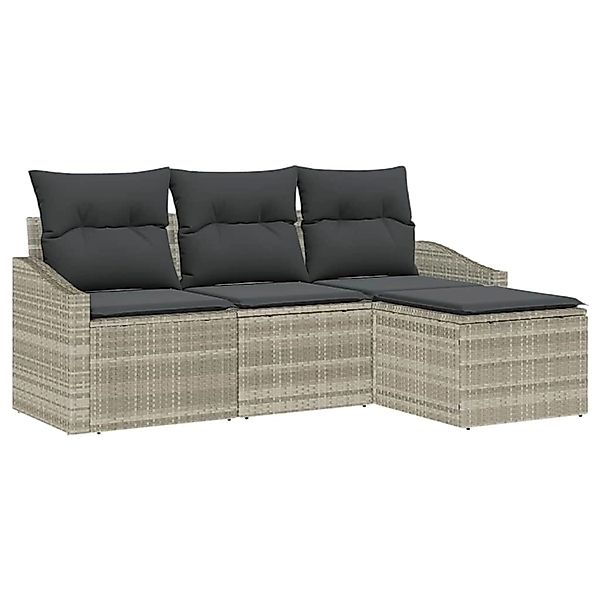 vidaXL Garten-Sofa-Set 4-Tlg Hellgrau Poly Rattan 3346672 günstig online kaufen