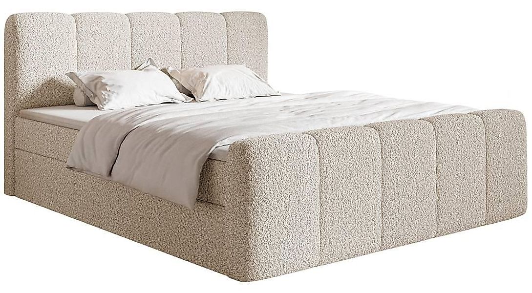 NADUVI Collection | Boxspringbett Chloe 140x200 Bouclé mit Stauraum günstig online kaufen