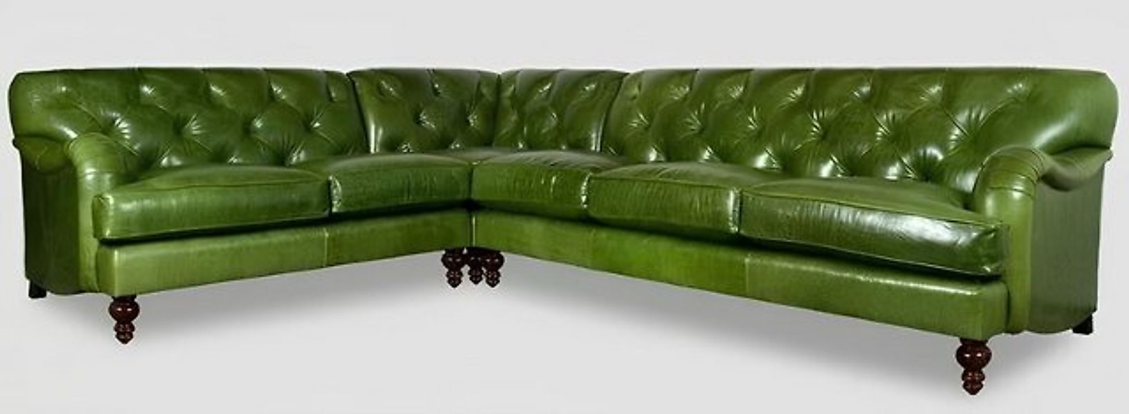 JVmoebel Chesterfield-Sofa Ecksofa Ledersofa Grün Polster Sitz Design Chest günstig online kaufen