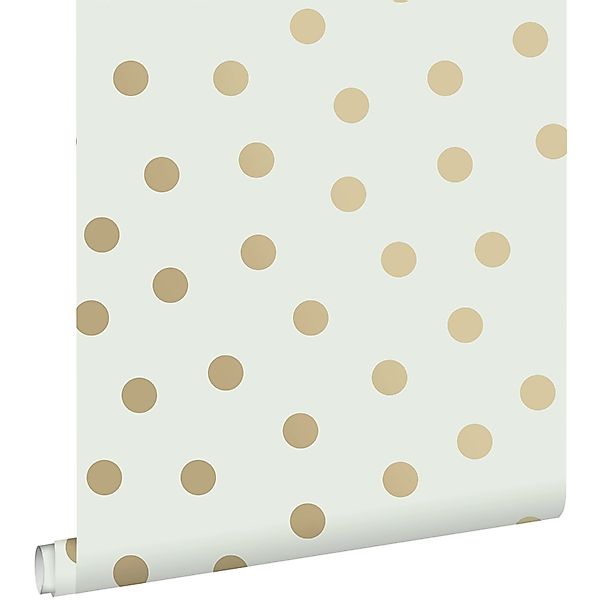 ESTAhome Tapete Punkte Crême-Weiß und Gold 53 cm x 10.05 m günstig online kaufen