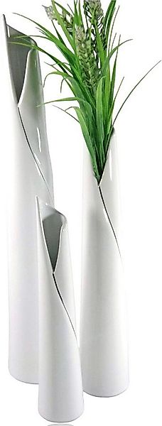 GlasArt Dekovase Blumenvase Vase Schlank weiß schlicht edel 30-50cm hoch, W günstig online kaufen