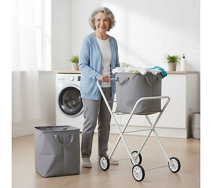 abc HOME Wäschekorb Wäschekorbwagen, Ablagefläche, Klappbar, Weiß, Metall, günstig online kaufen