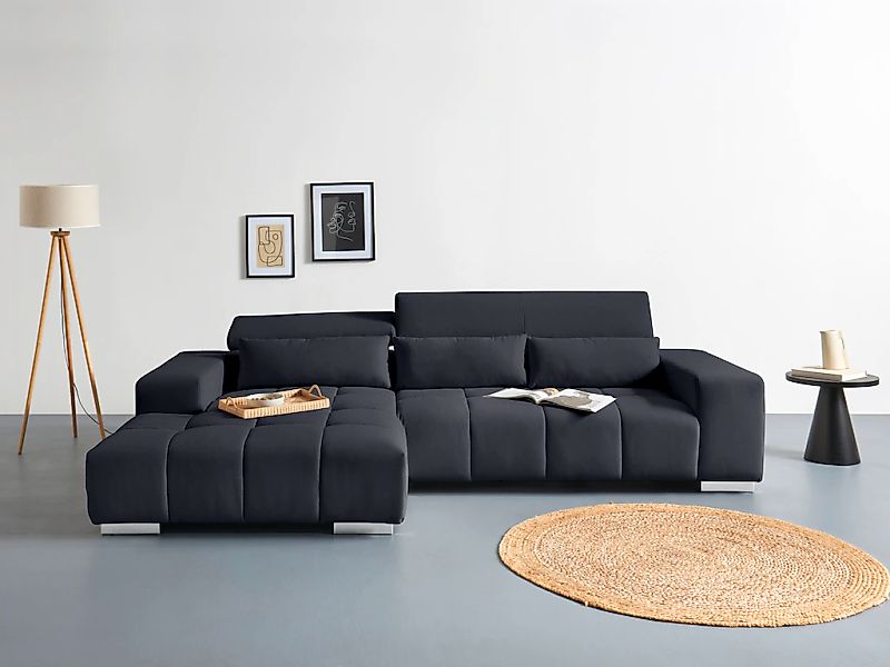 COTTA Ecksofa "Orion L-Form" mit 2x Kopfteilverstellung & 3 Nierenkissen günstig online kaufen