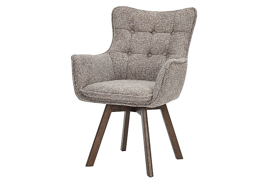 riess-ambiente Drehstuhl THOR taupe / braun - Strukturstoff, Eichenholz, 36 günstig online kaufen
