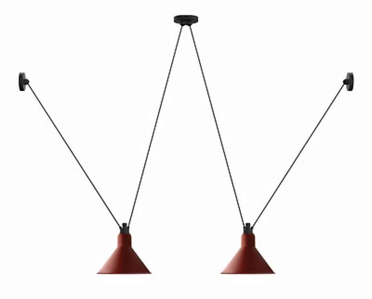 Pendelleuchte Acrobate N°324 metall rot / 2 kegelförmige Lampenschirme aus günstig online kaufen