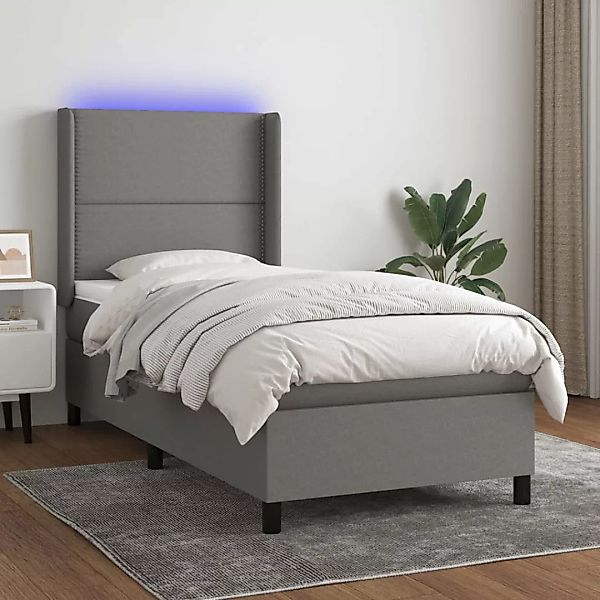 Vidaxl Boxspringbett Mit Matratze & Led Dunkelgrau 80x200 Cm Stoff günstig online kaufen