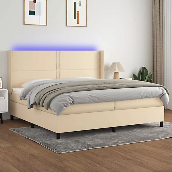 Vidaxl Boxspringbett Mit Matratze & Led Creme 200x200 Cm Stoff günstig online kaufen