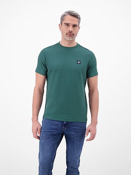 LERROS Rundhalsshirt mit Logo-Badge und in Waffle-Optik günstig online kaufen