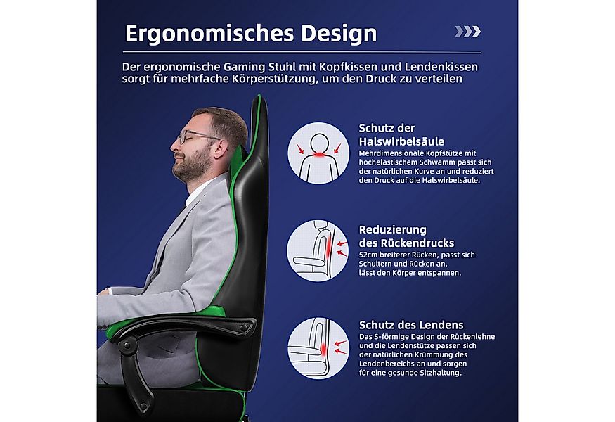 Hiazurm Gaming-Stuhl Gaming Stuhl, Bürostuhl Ergonomisch Wippfunktion bis z günstig online kaufen
