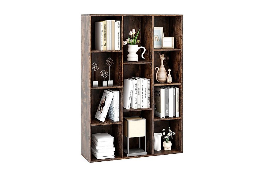 COSTWAY Bücherregal, mit 11 Fächern, bis 140 kg belastbar, 74x24x106cm günstig online kaufen