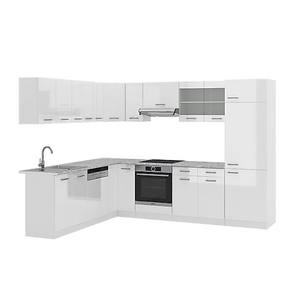 Vicco R-Line Eckküche Weiß Hochglanz/Weiß 227 x 287 cm AP Marmor günstig online kaufen
