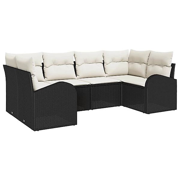 vidaXL Garten-Sofa-Set 6-Tlg Schwarz Poly Rattan 3346177 günstig online kaufen