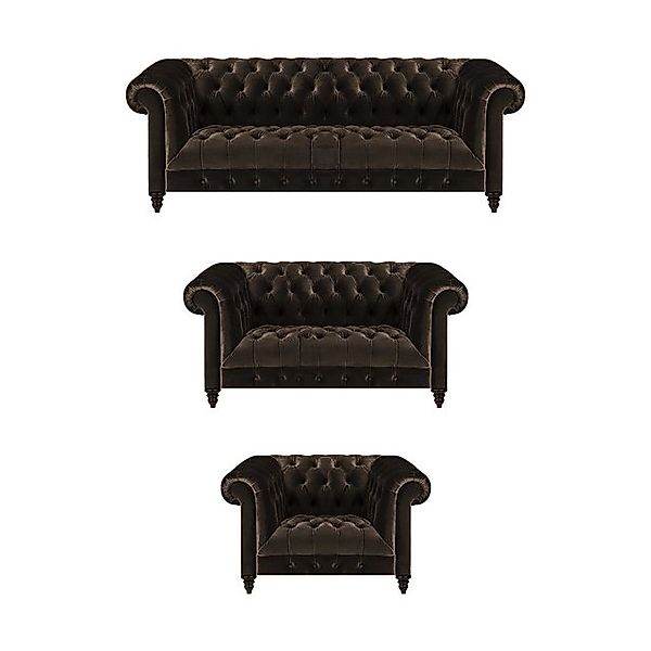 Xlmoebel Sofa Chesterfield Braune Sofagarnitur Wohnzimmer Couchen, Made in günstig online kaufen