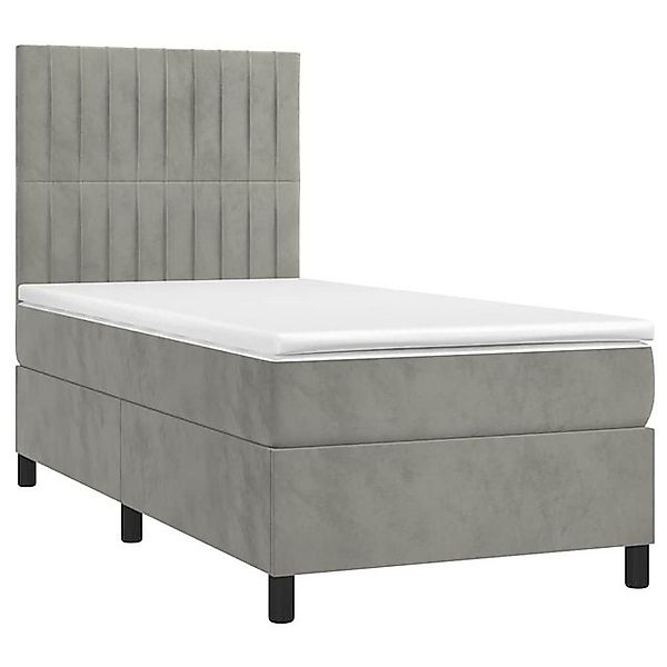 vidaXL Bett Boxspringbett mit Matratze & LED Hellgrau 90x190 cm Samt günstig online kaufen