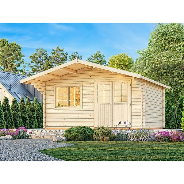 Palmako Gartenhaus Sally 510 x 390 cm Lackiert Grau-Weiß FSC® günstig online kaufen